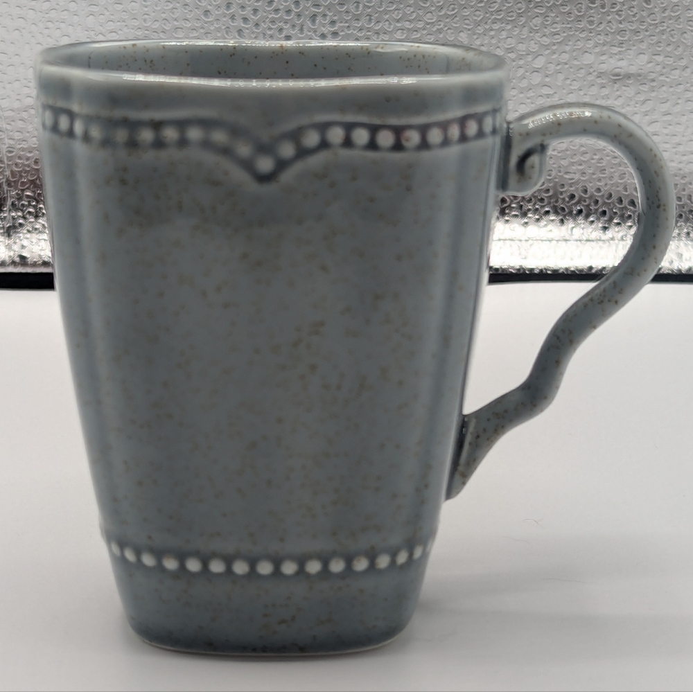 Certified International Ceramic Mug, Aqua With Brown Speckles.